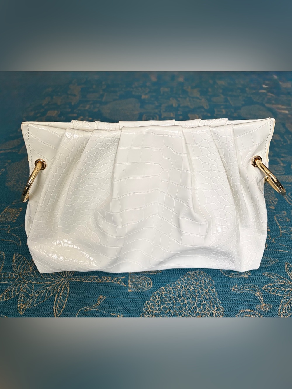 House of Want White Croc Chain Shoulder Bag